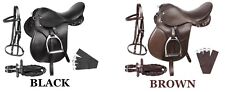 USED ALL PURPOSE BLACK BROWN LEATHER ENGLISH HORSE SADDLE TACK SET 15 16 17 18 picture