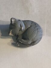 Dollhouse Miniature Artisan Polymer Cat Grey Tabby Kitten Curled Up Sleeping picture
