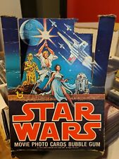 Vintage 1977 Topps Star Wars Series 1 (Blue) Empty Display Box VG + 1 NM Wrapper picture