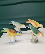 Lot Of 4 Vintage Pair Spaulding Royal Copley Figurines Lark Sparrow  Birds picture