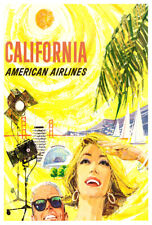 American Airlines - California  - Vintage Airline Travel Poster picture