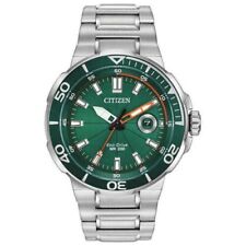Citizen AW1428-53X Eco-Drive Endeavor Stainless Steel Green Dial Men's Watch picture
