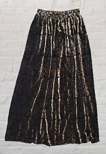 Vintage 1970s Large Brown Fern Velvet Floor Length Skirt Elastic Waist Modest picture