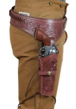 Gun Holster Belt Leather Revolver Pistol Tooled  22 .38/357 .44/45 Cal Western picture