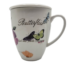 Butterflies Papillons Exotiques Porcelain Coffee Tea Mug Cup with Cover Lid picture