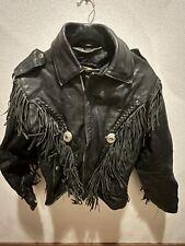 Vintage Putnam Black Leather Bikers Jacket W/Fringe Men’s Size 42 picture
