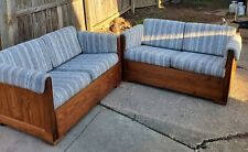 Vintage 1960-70s This End Up Wood Furniture 2 Matching Sofas Original Cushions picture