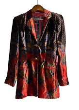 Vintage Laurel by Escada Single Breast Blazer Jacket Women 34 (4) Velvet Plaid  picture
