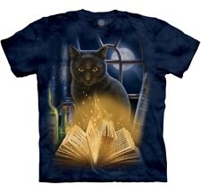Black Cat Kittens Kitty Moon Magic Bewitched Witch Cute Mountain T-Shirt S-3X picture
