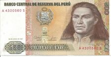 1987 BANCO CENTRAL DE RESERVA DEL PERU 500 QUINIENTOS INTIS BANKNOTE UNC. # 2 picture