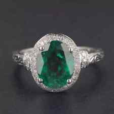 14KT White Gold 100% Natural Green Emerald 1.55Ct IGI Certified Diamond Ring picture