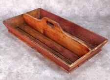 Antique Victorian Provincial Rustic Two Division Cutlery Tray Carrier picture