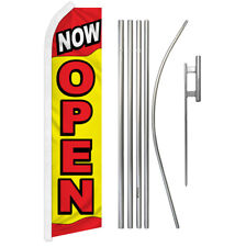 Now Open Swooper Flutter Feather Advertising Flag Kit Open Sign We're Open Rd/Yw picture