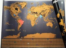 NEW BIG Scratch Off World Map Travel Tracker,  Outlined US States, Country Flags picture