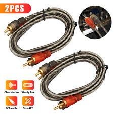 2PCS RCA Cables 2 Channel Twisted 4Ft Car Audio Shielded Interconnect Amp Wire picture