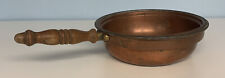 VINTAGE COPPER TIN LINED WOOD HANDLE COOKING FLAT BOTTOM PAN WALDOW BKLYN NY picture