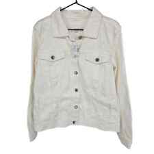 Maurices Womens Sz XL Button Front Denim Jacket Cream NEW picture