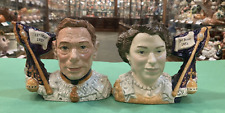 Royal Doulton Small King George VI  & Queen Elizabeth II Coronation Jugs picture