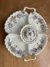 Antique Dresden Germany hand painted gilt divided dip serving tray Roses picture