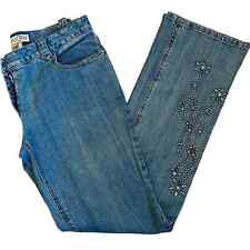 VTG Cripple Creek Women’s Sz 4 Y2K Western Studded Turquoise Straight Leg Jeans picture