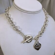 Please Return to Tiffany Silver Heart Tag Toggle Necklace AUTHENTIC picture