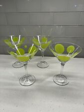 Vintage Lime Green Polka Dot Martini Margarita Glasses Quantity 4 In The Set picture