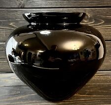 Haeger Large Shiny Black Round Vase 10” Tall Circa 1980’s Art Deco Styled picture