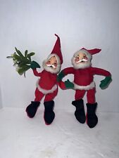 Vintage ANNALEE SANTA CLAUS Christmas Dolls Lot of 2 Bendable Arms Legs 1971 picture