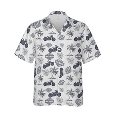 [HOT SALE]harley davison hawaiian shirt, button down shirt vintage light grey picture