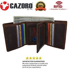 Cazoro Mens RFID Blocking Hunter Leather Credit Card ID Trifold Wallet picture