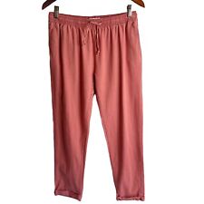 Onia Women's Ella Linen Pants Size M Salmon Pink Pull On Drawstring Cuffed Hem picture