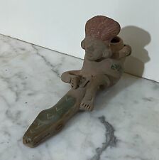BEAUTIFUL VINTAGE PRE COLUMBIAN STYLE POTTERY STATUE IN THE SHAPE OF A PIPE picture