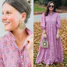 Victoria Dunn Ol Southern Cosmos Shirt Maxi Dress Boysenberry Print Women's L picture