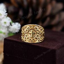 Vintage Gold Cross Ring Stacking Ring  Chunky Ring Thumb Ring Minimalist Ring picture