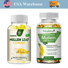 60/120pcs Mullein Leaf Capsules Herbal Supplement For Lung Cleansing Detox Caps picture