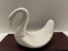 Vintage Hollywood Regency Grannycore White Ceramic Swan Hand Towel Soap Holder picture