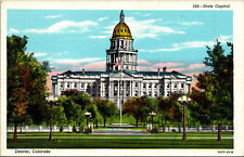 Vtg 1930's State Capitol Building Denver Colorado CO Linen Postcard picture