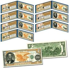 1882 Series Gold Certificates on Real U.S. Genuine $2 Bills - Complete Set of 7 picture