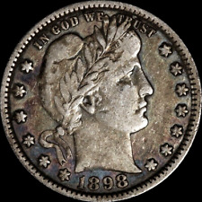 1898 BARBER SILVER QUARTER ***XF*** COLOR TONING VERY SCARCE  picture