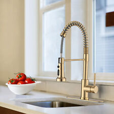 Brushed Gold Pull Down Single Handle  Spring Kitchen Sink Faucet with Deck Plate picture