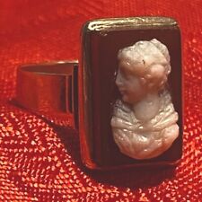 Antique Victorian 1890s CARNELIAN? CAMEO 14k Yellow Gold Band Ring 7 1/2? picture
