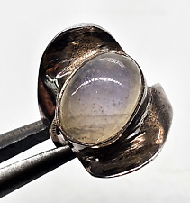 Modernist Abstract flashy blue moonstone large sterling silver ring size 5 picture