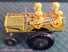 VINTAGE 1940'S MARX MILITARY JUMPIN JEEP TIN WIND UP ~  EXCELLENT CONDITION picture