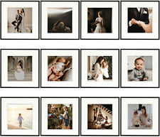 11x14 12x12 12x16 Black Aluminum Metal Picture Frame Photo Sets - Ivory Mat picture