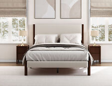 Mid Century Modern Platform Bed Frame Queen Size Headboard Bedroom Walnut Wood picture