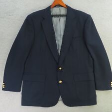 Stafford Blazer Sport Jacket Coat Mens 48L Blue Wool Polyester Gold Buttons picture