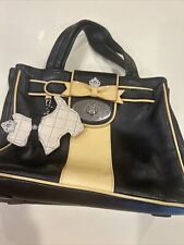 Brighton My Flat In London Handbag Purse Leather Black With Terrier Dog picture
