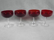 Fostoria Fascination Ruby Red Champagne Sherbet Glasses Set of 8 Vintage VGC picture