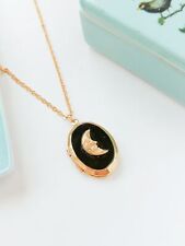 Gold plated Vintage moon locket necklace, shell and waining moon necklace. picture