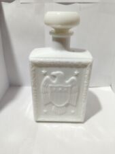 Vintage Americana Boston Tea Party Milk Glass Decanter with Stopper 1960 picture